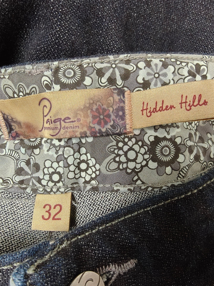 Womens Paige Hidden Hills Bootcut Jeans Dark Blue Size 32
