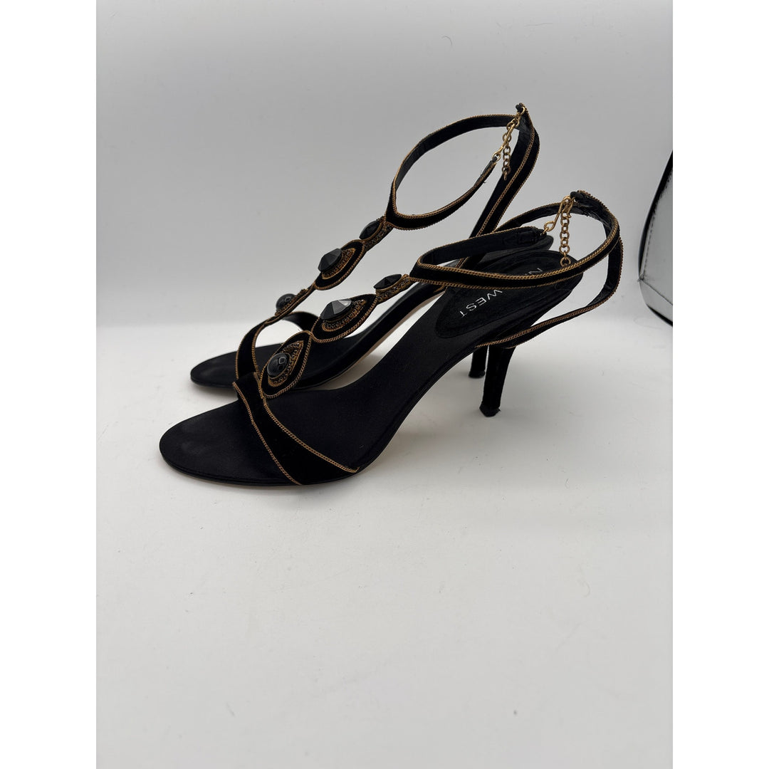 Women’s Nine West Size 7 1/2 Black Suede Bejeweled Pumps