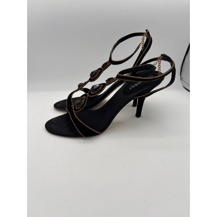 Women’s Nine West Size 7 1/2 Black Suede Bejeweled Pumps