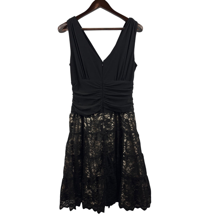 Women’s S.L.Fashions Size 16 Black Dress w/ Gold Underskirt