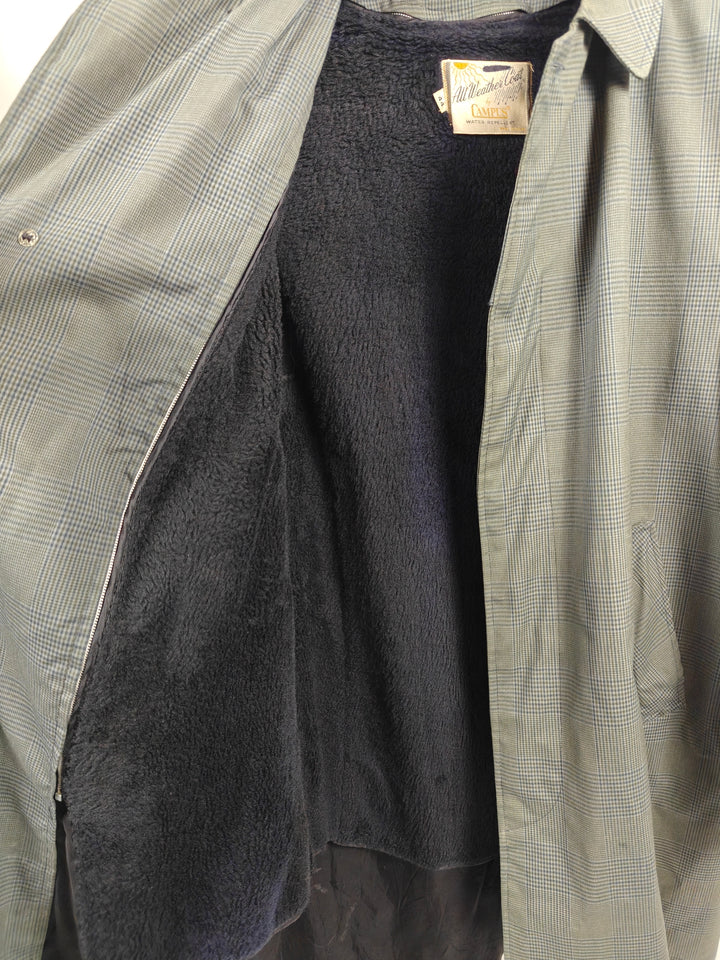 Campus Men Vintage All Weather Coat Green Gray Plaid Size 44