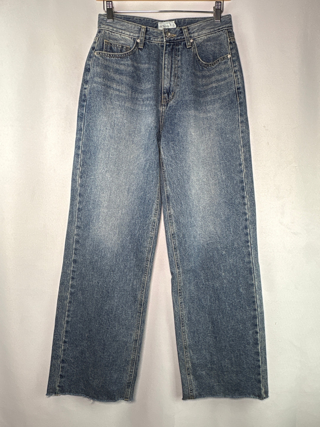 Moia Womens High Waisted Wide Leg Jeans Medium Wash Blue Size Small