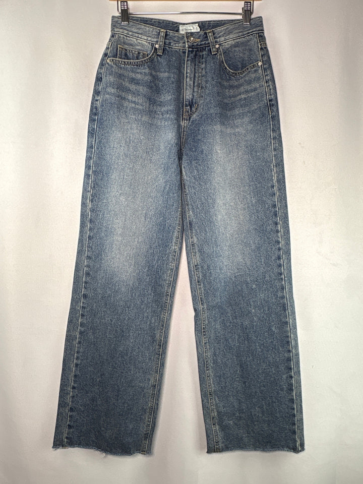 Moia Womens High Waisted Wide Leg Jeans Medium Wash Blue Size Small