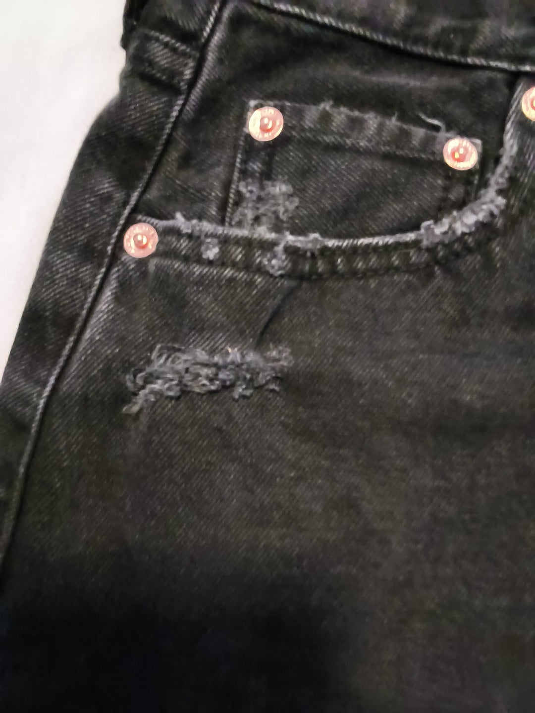 Mango Black Denim Mini Skirt With Frayed Raw Hem Size Small