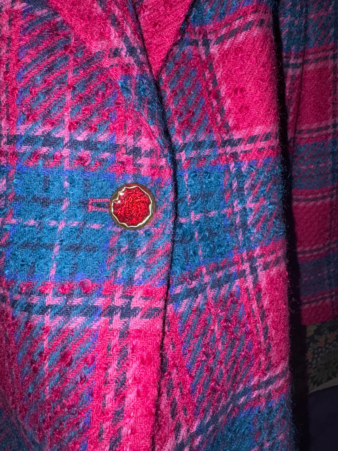 Vintage Pendleton Plus Size Plaid Wool Blazer Jacket Made in USA Pink Teal