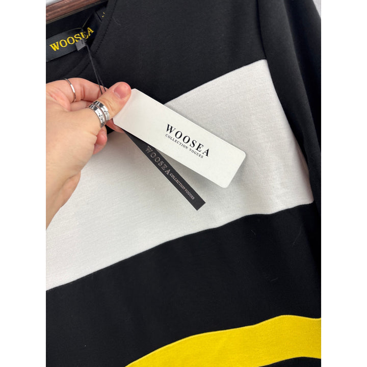 Women’s Woosea XL Black, White, & Yellow Striped Pencil Dress
