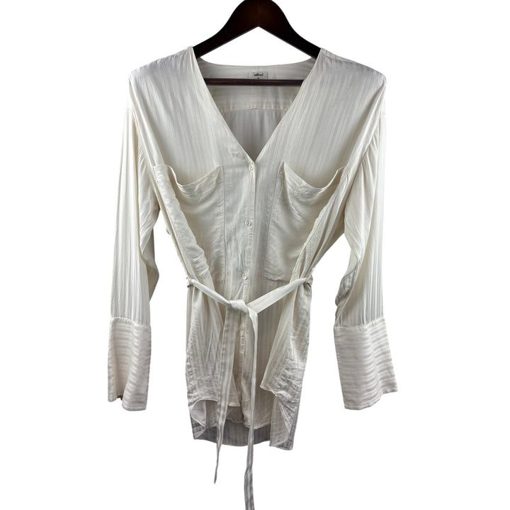 Women’s Wilfred Medium Cream Striped Silk Button Up Blouse