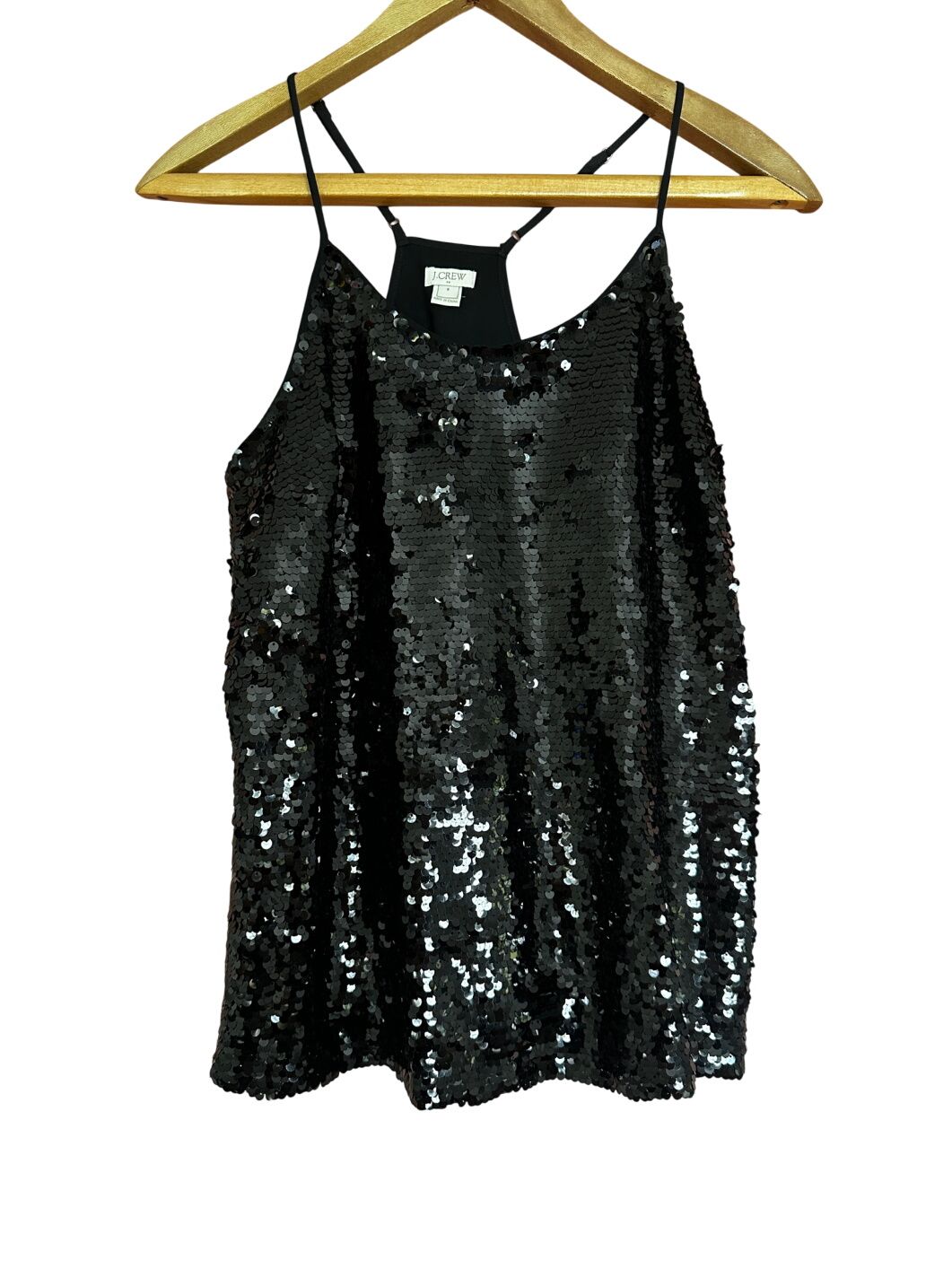 JCrew Black Sequin Camisole Racerback Strappy Party Top