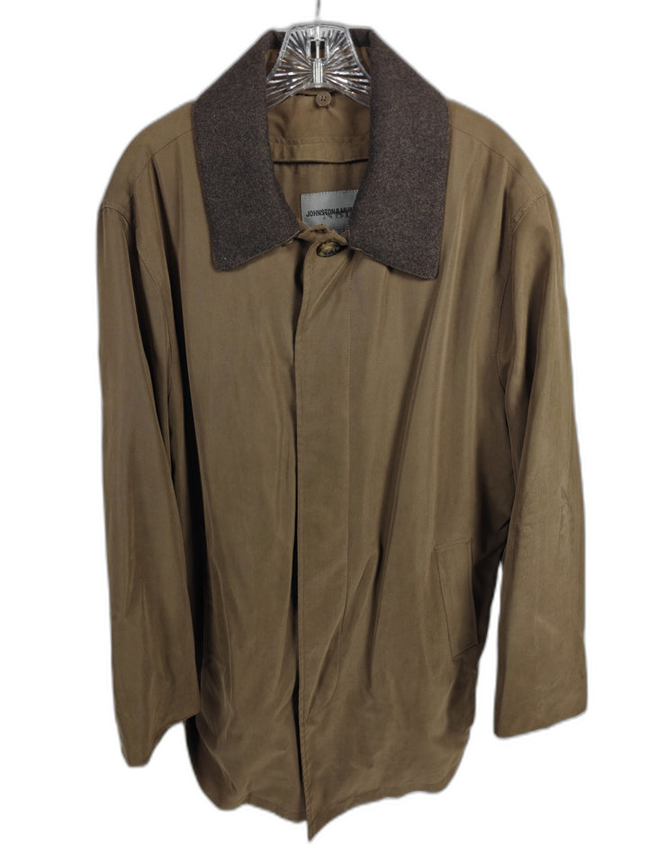 Classic Johnston Murphy Mens Tan Wool Collar Car Coat Size L