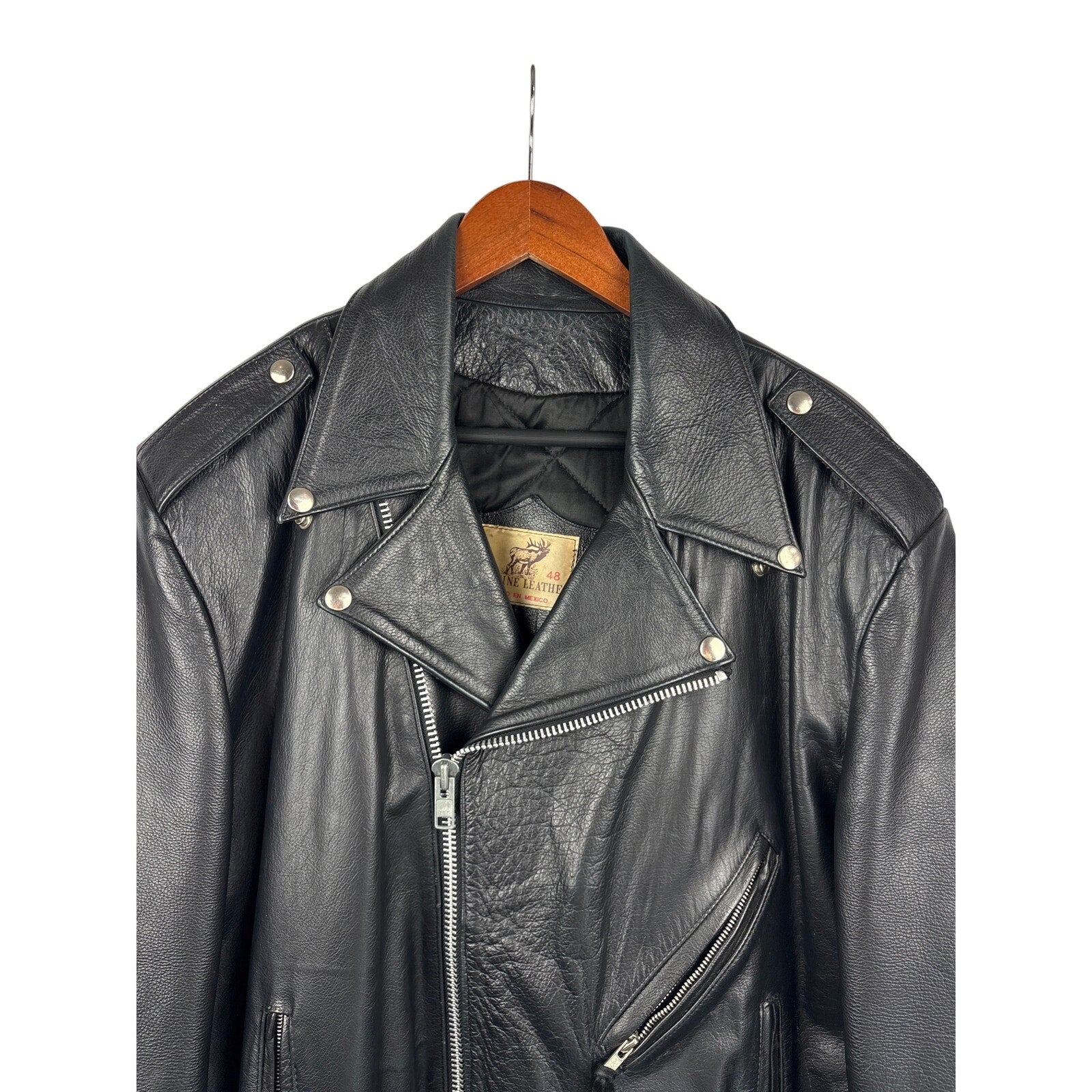 Men’s Genuine Leather Size 48 Black Leather Jacket.