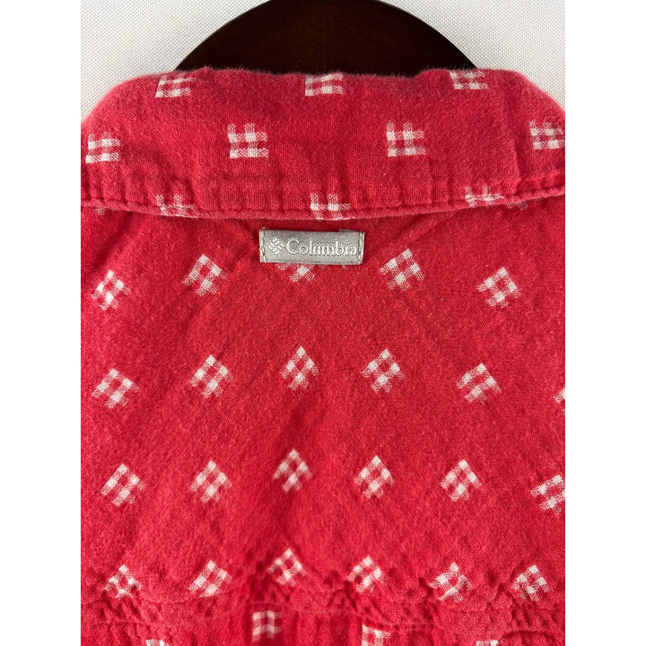 Women’s Columbia XS Red Sleeveless Button Up w/ Gingham Square Pattern