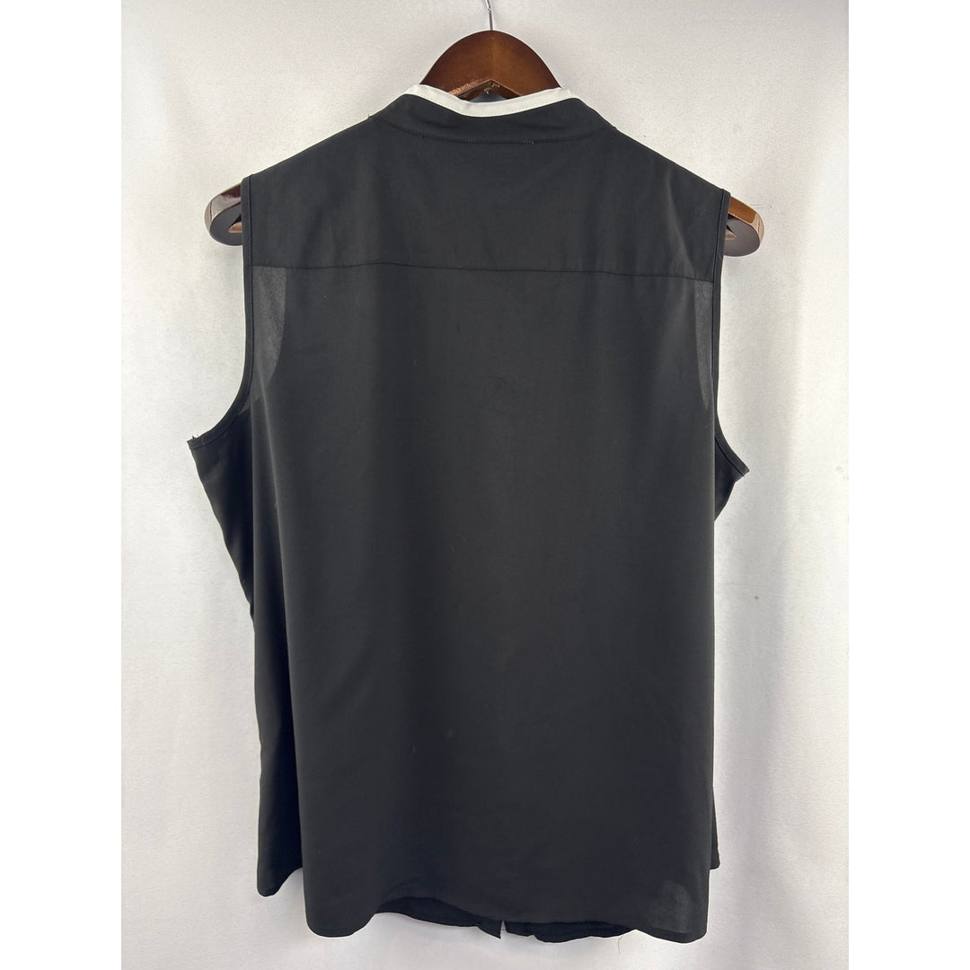 Women’s Calvin Klein XL Black Sleeveless Blouse w/ White Trim