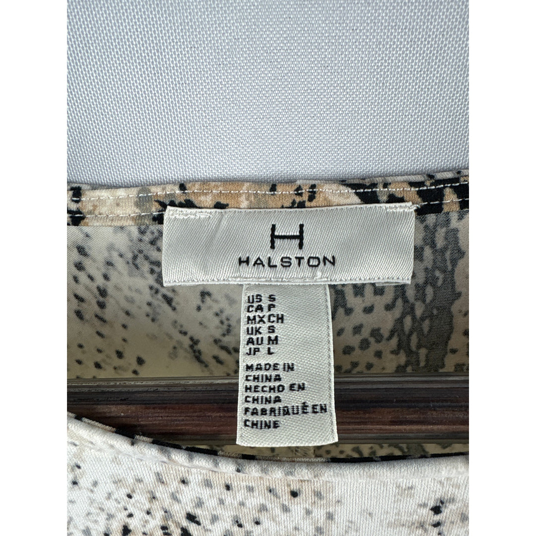 Women’s Halston Small Cream Snakeskin Print Long Sleeve Dress