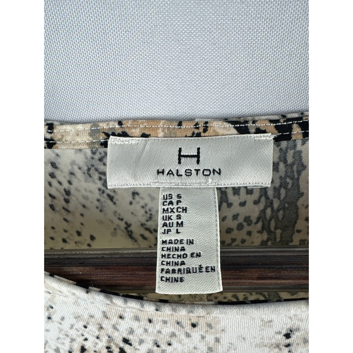 Women’s Halston Small Cream Snakeskin Print Long Sleeve Dress