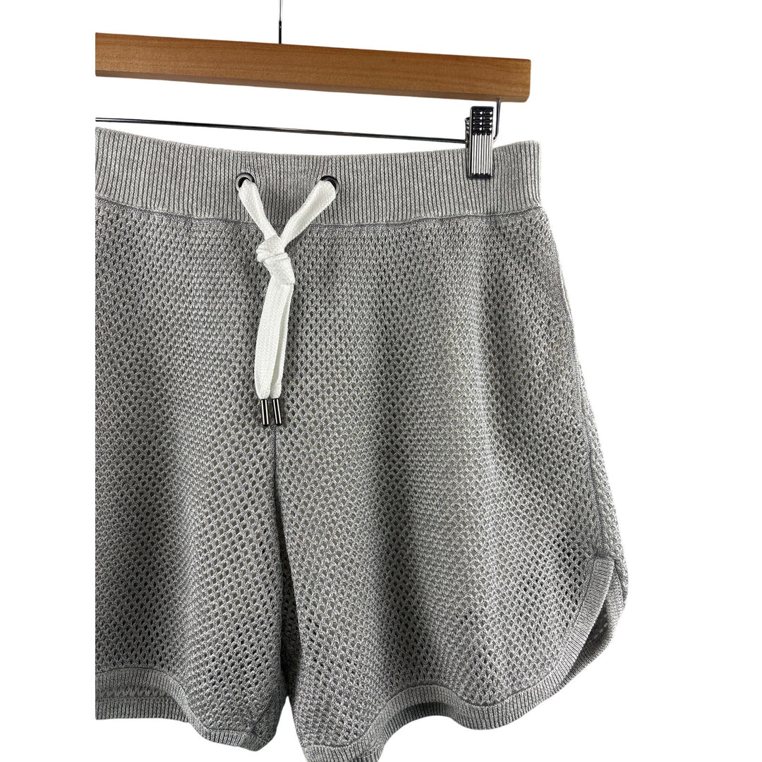 Women’s Brunello Cucinelli Small Silver Mesh Knit Shorts