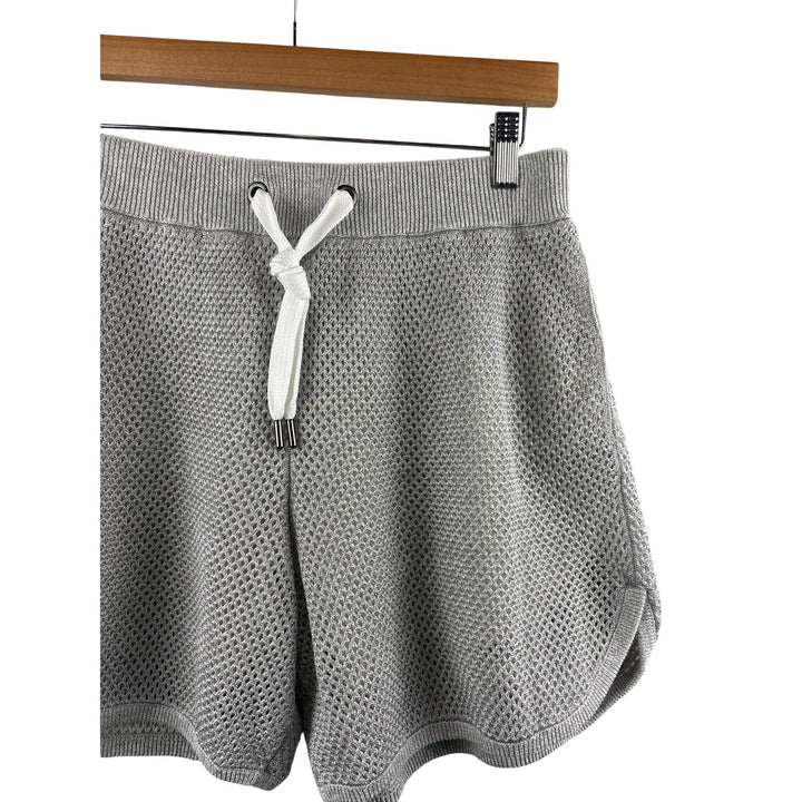 Women’s Brunello Cucinelli Small Silver Mesh Knit Shorts