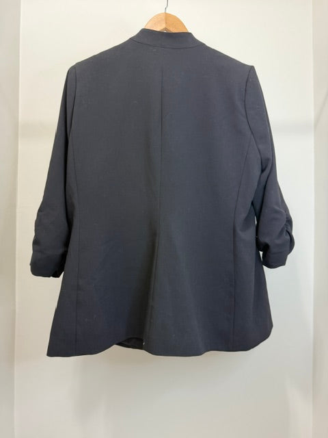 Torrid Ruched Sleeve Open Front Blazer Black Sz1 14/16