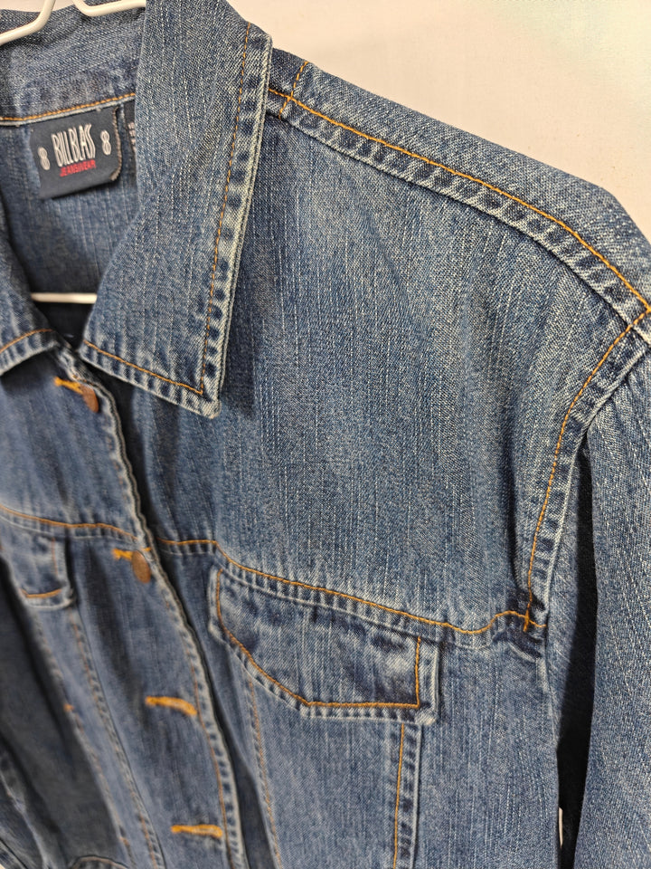 Vintage Bill Blass Womens Medium Blue Wash Cotton Trucker Jacket Size S