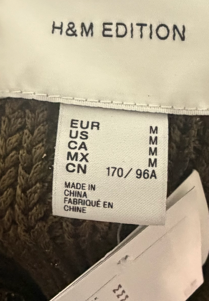 H&amp;M Edition Olive Green Metallic Chunky Knit Loop Tank Top Size Medium NWT