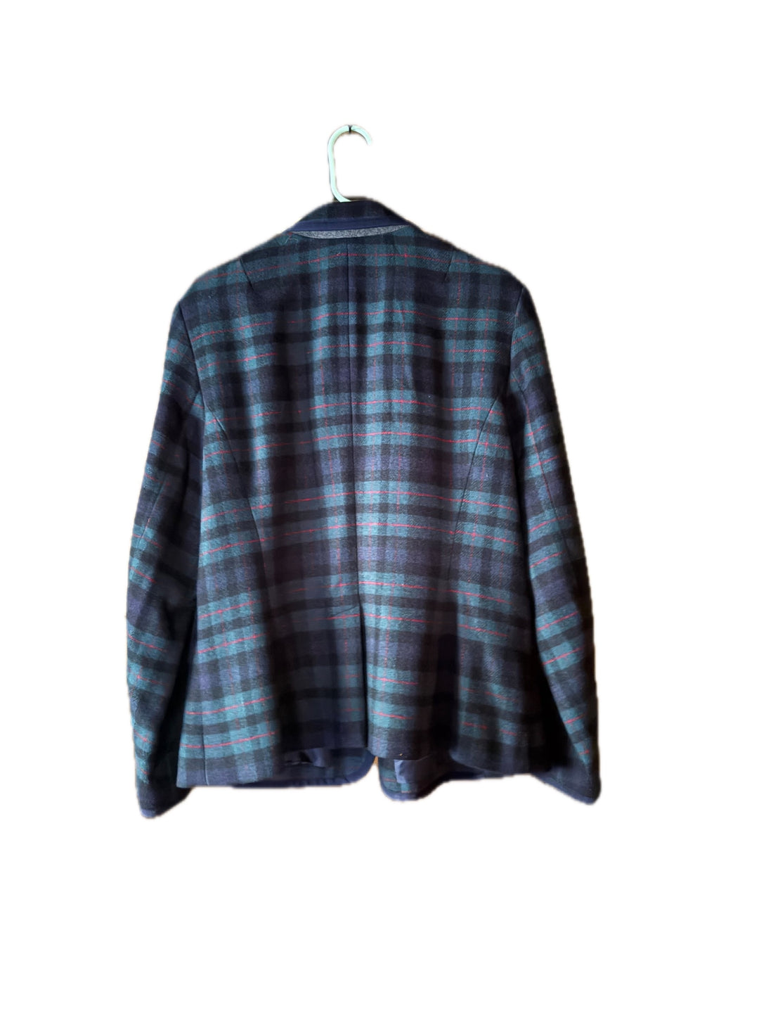 Talbots Black Watch Tartan Plaid Wool Blend Blazer Jacket Size 16 Navy Green