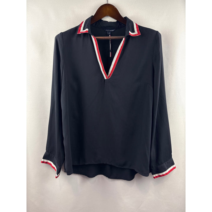 Women’s Tommy Hilfiger Large Navy Blue Long Sleeve Blouse