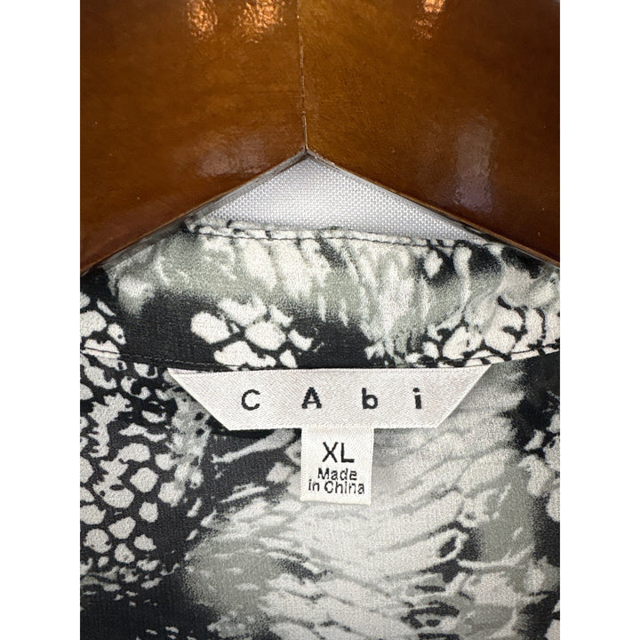 Women’s Cabi XL White, Gray, & Black Snake Skin Patterned Long Sleeve Blouse