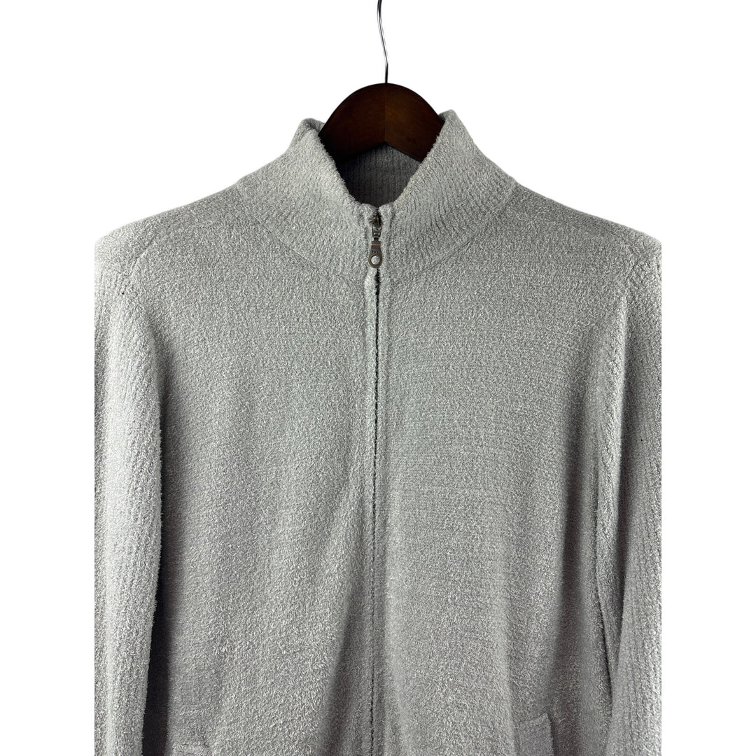 Women’s Barefoot Dreams Large Light Gray Zip Up Plush Cardigan