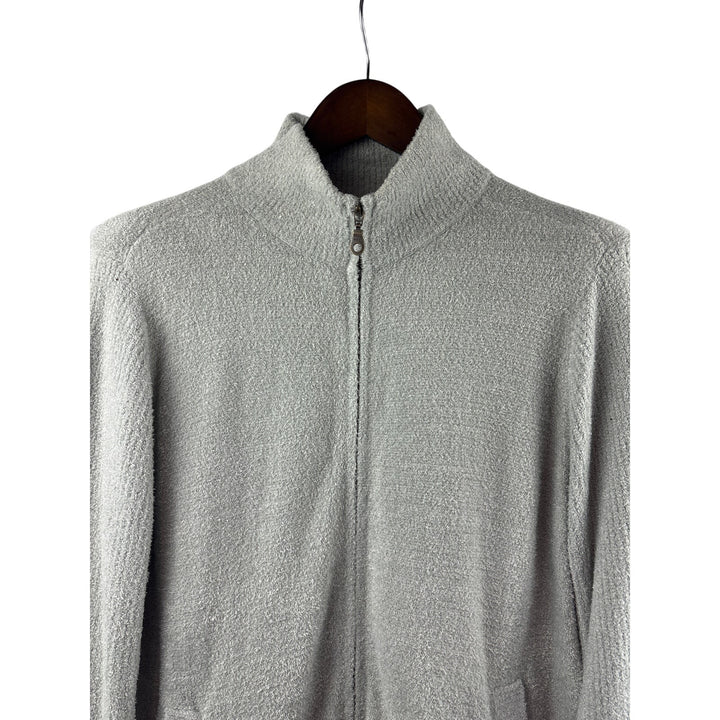 Women’s Barefoot Dreams Large Light Gray Zip Up Plush Cardigan
