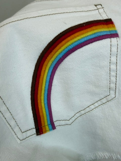 SO Cutoff Short Sz17/33W(White, Rainbow Pocket, NWT)