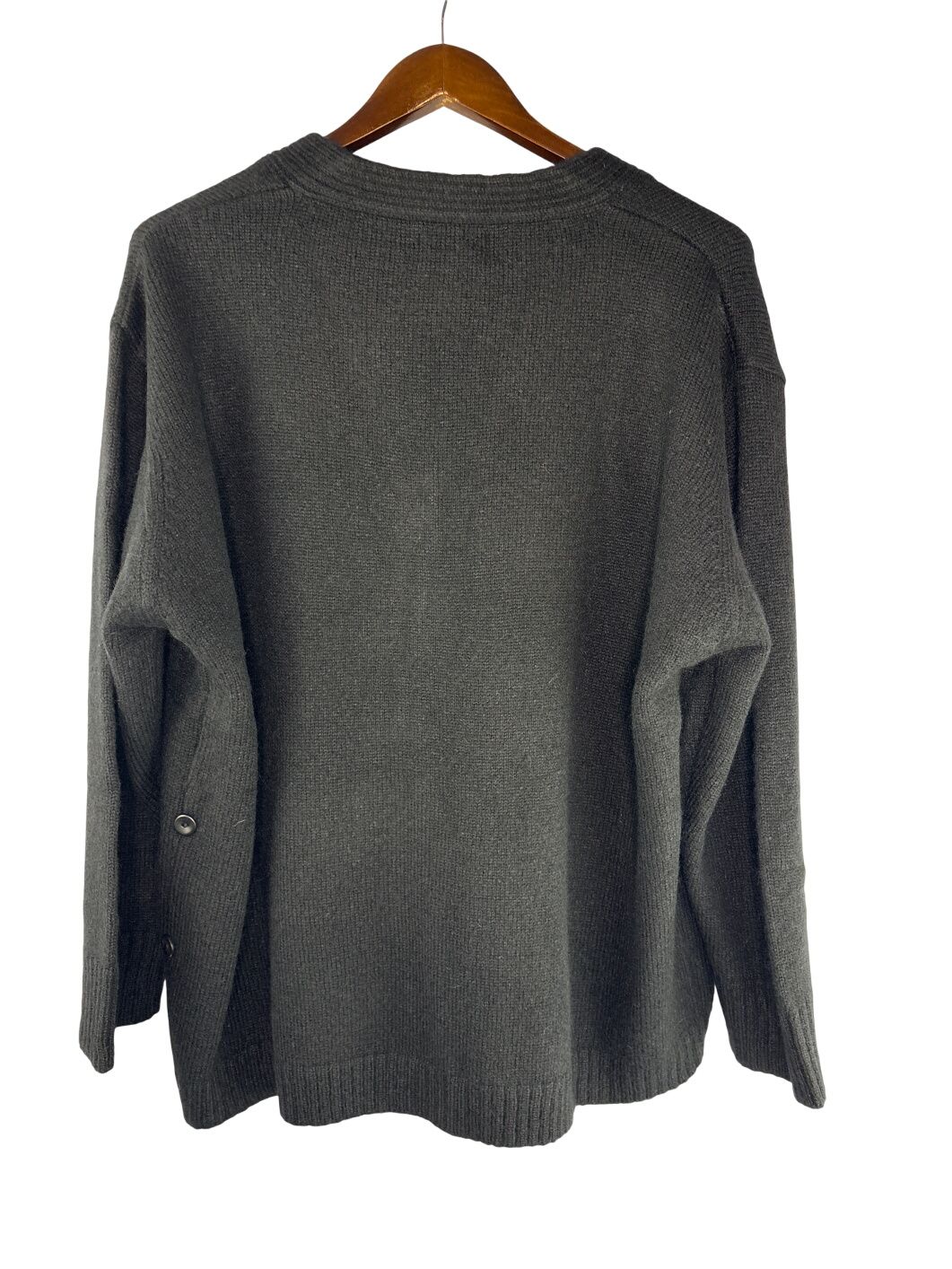 Womens Moia Black Alpaca Wool Blend V Neck Button Cardigan One Size Fits All