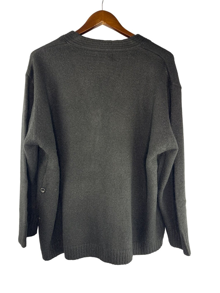 Womens Moia Black Alpaca Wool Blend V Neck Button Cardigan One Size Fits All