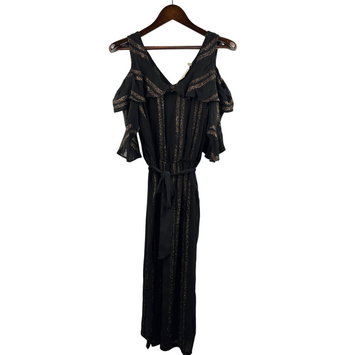 Women’s Soft Surroundings Black & Gold Pantsuit w/ Belt