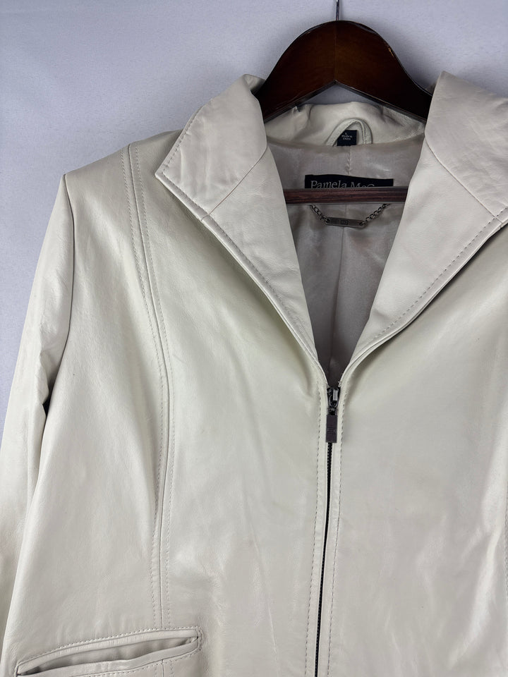 Women’s Pamela McCoy Large Off-White Soft Leather Jacket
