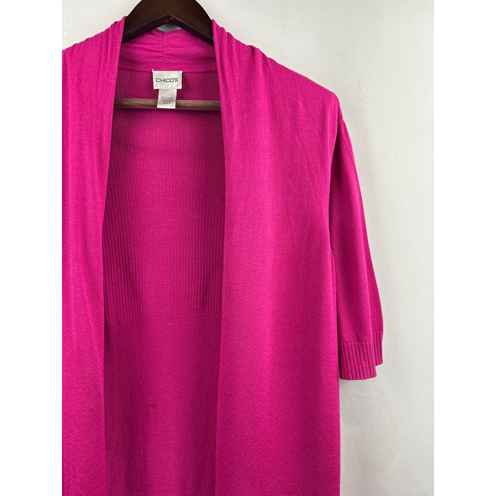 Women’s Chico’s 2XL Magenta 3 Quater Length Sleeve Sweater