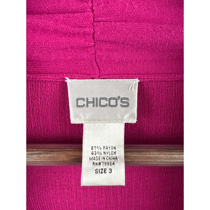 Women’s Chico’s 2XL Magenta 3 Quater Length Sleeve Sweater