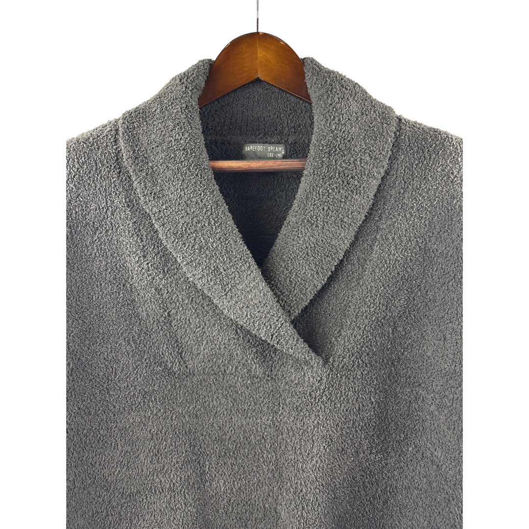 Women’s Barefoot Dreams Large Dark Gray Folded Collared Pullover Plush Sweater