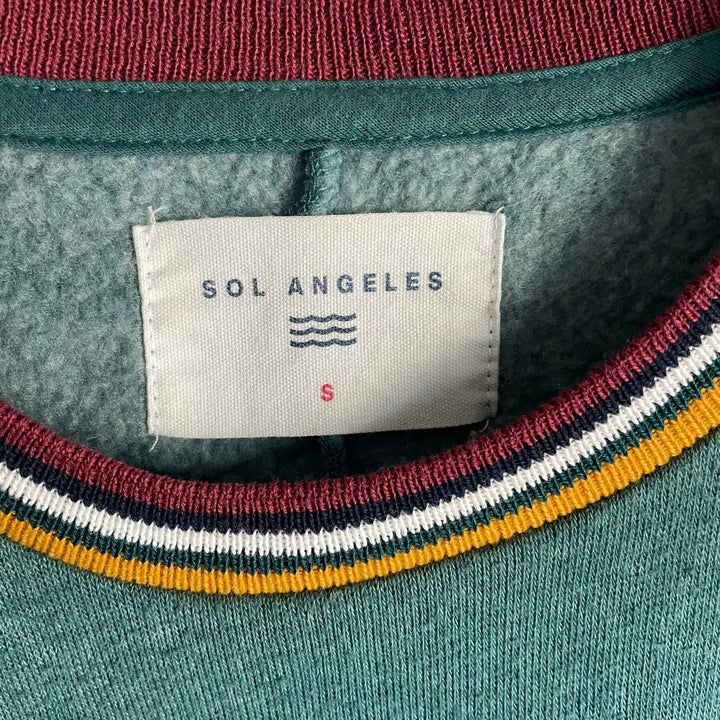 Sol Angeles Teal Sweater Dress Cozy Terry Crewneck Preppy Classic Size Small