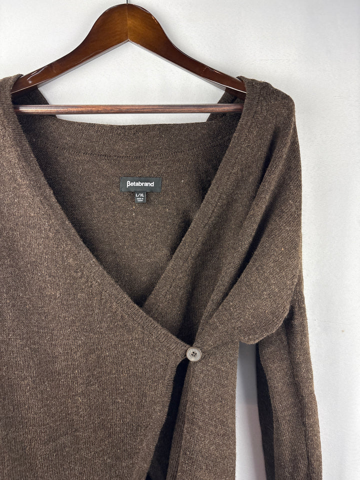 Women’s Betabrand L/XL Chocolate Brown Wrap Cardigan