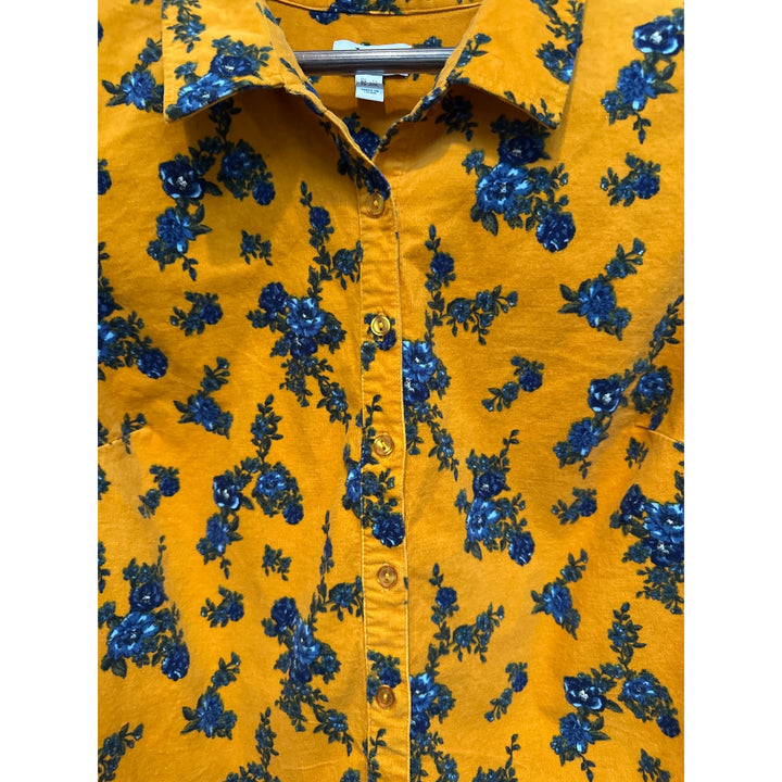 Women’s D&Co Soft Denim button down top orange and blue floral size 1X
