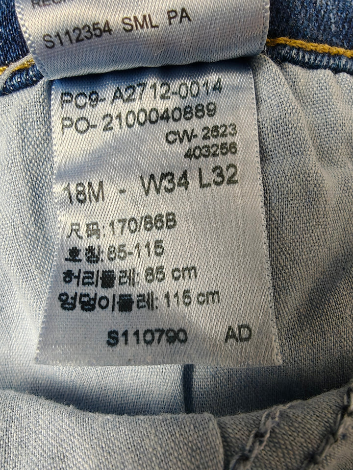 Womens Denizen From Levis High Rise Straight Leg Jeans Blue Size 34x32