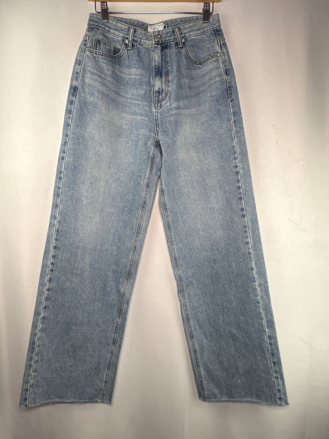 Womens Moia High Waisted Light Wash Wide Leg Cotton Jeans Size Medium