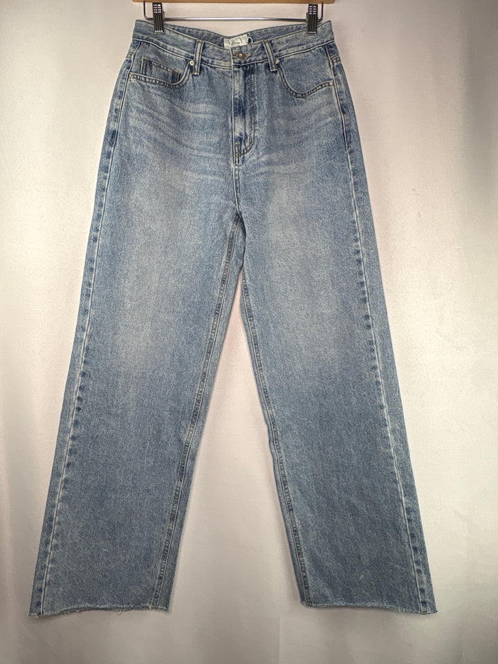 Womens Moia High Waisted Light Wash Wide Leg Cotton Jeans Size Medium