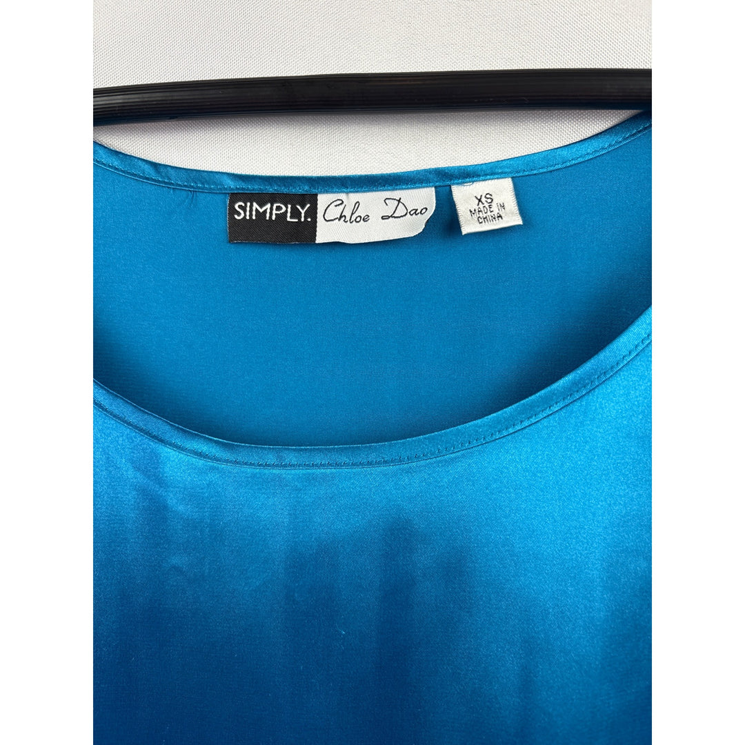 Simply Chloe Dao Teal Sleeveless Top XS Polyester & Spandex Blend