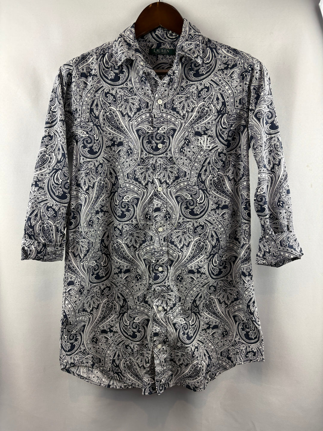 Women’s Vintage Ralph Lauren XS Navy & White Paisley Button Up