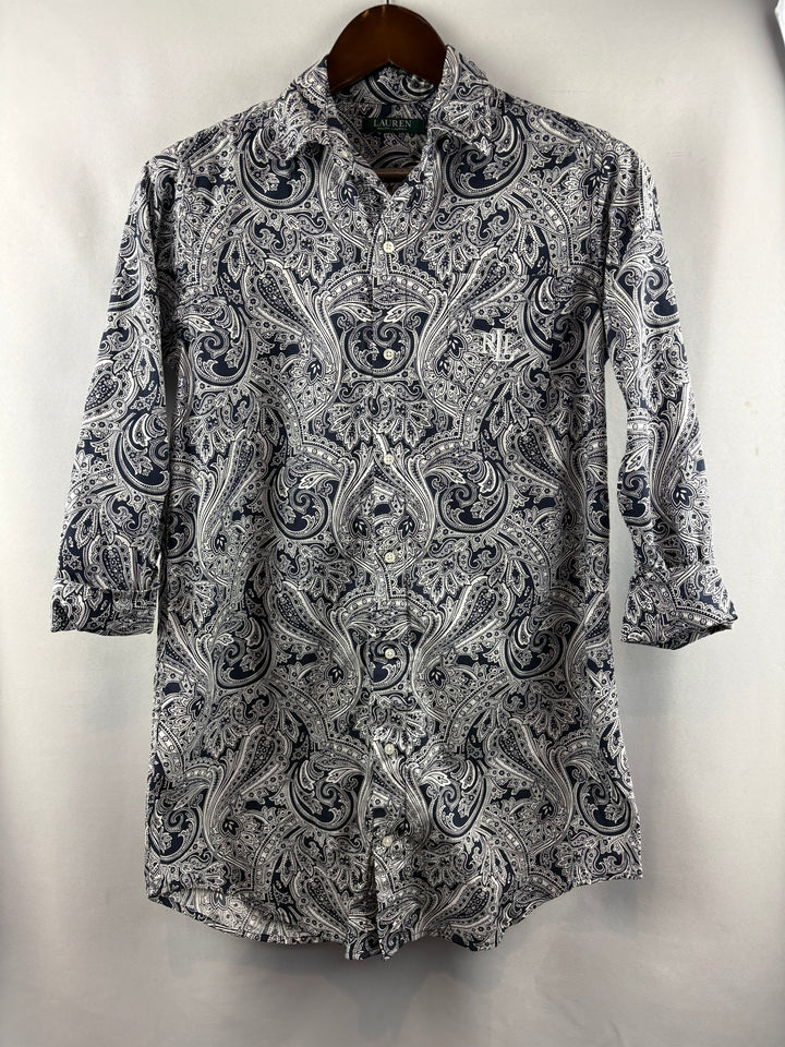 Women’s Vintage Ralph Lauren XS Navy & White Paisley Button Up