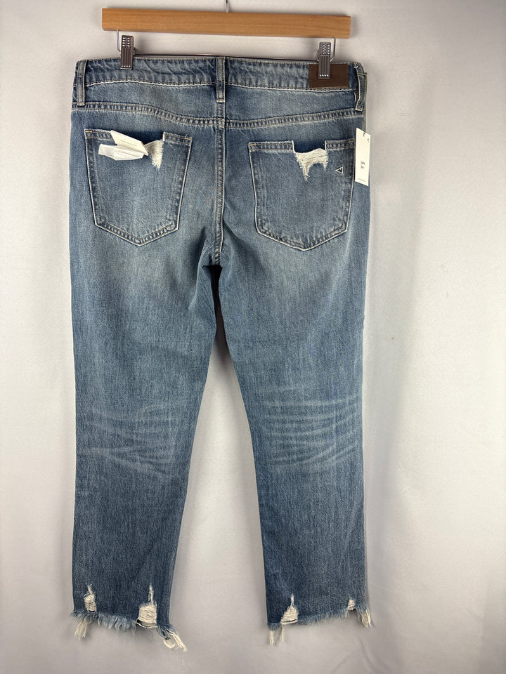Women’s Hidden Size 29 Blue Distressed Mom Jeans