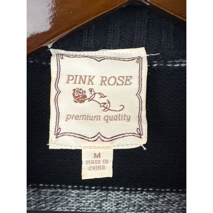 Women’s Pink Rose Medium Black & Grey Striped Sweater Dress
