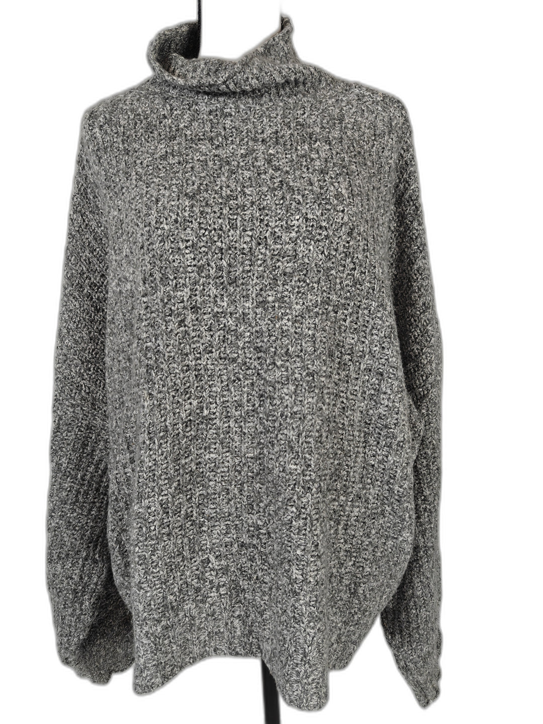 American Eagle Womens Chunky Knit Turtleneck Sweater Heather Gray Size XL