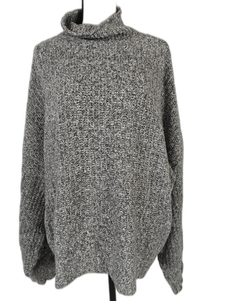 American Eagle Womens Chunky Knit Turtleneck Sweater Heather Gray Size XL