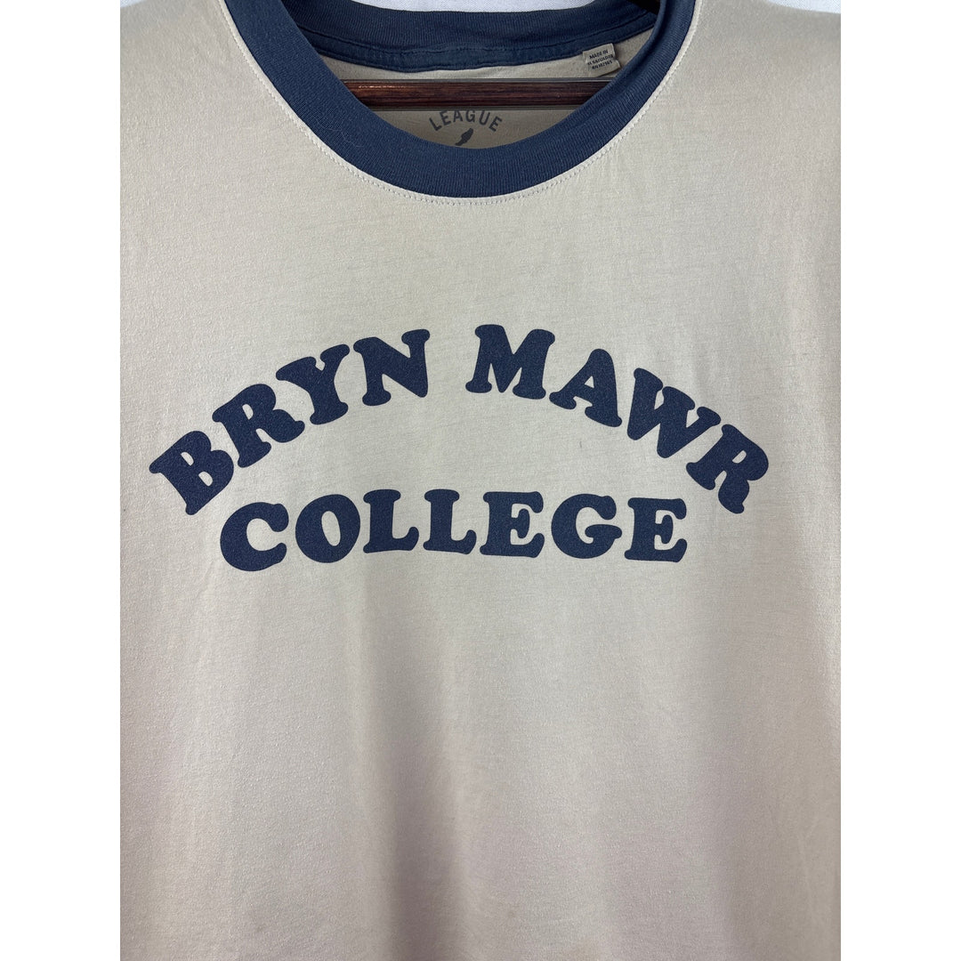 Women’s League College Outfitters Large Cream & Blue Bryan Mawr College T-Shirt